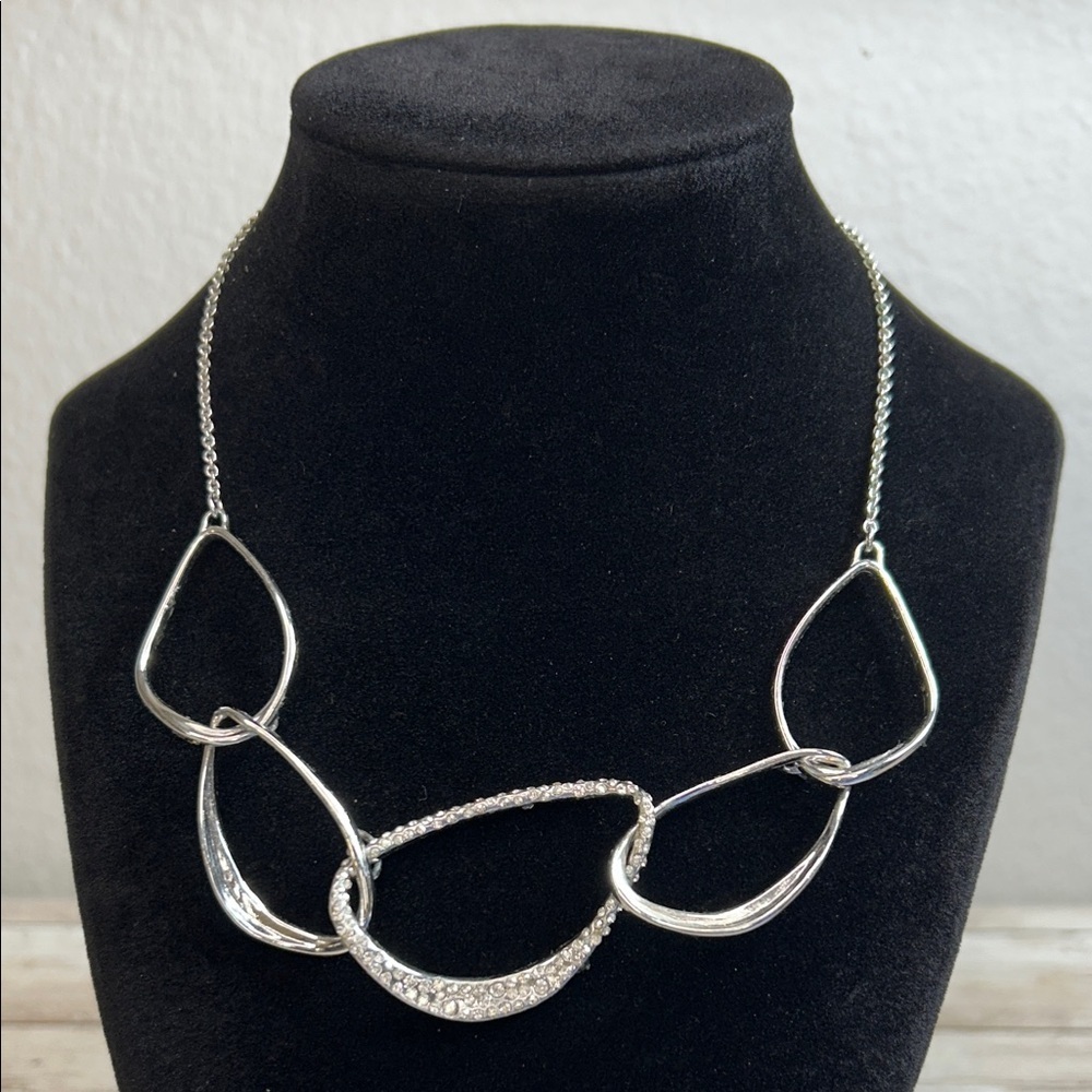 Alexis Bittar silver-tone asymmetrical orbiting aura necklace with crystals
